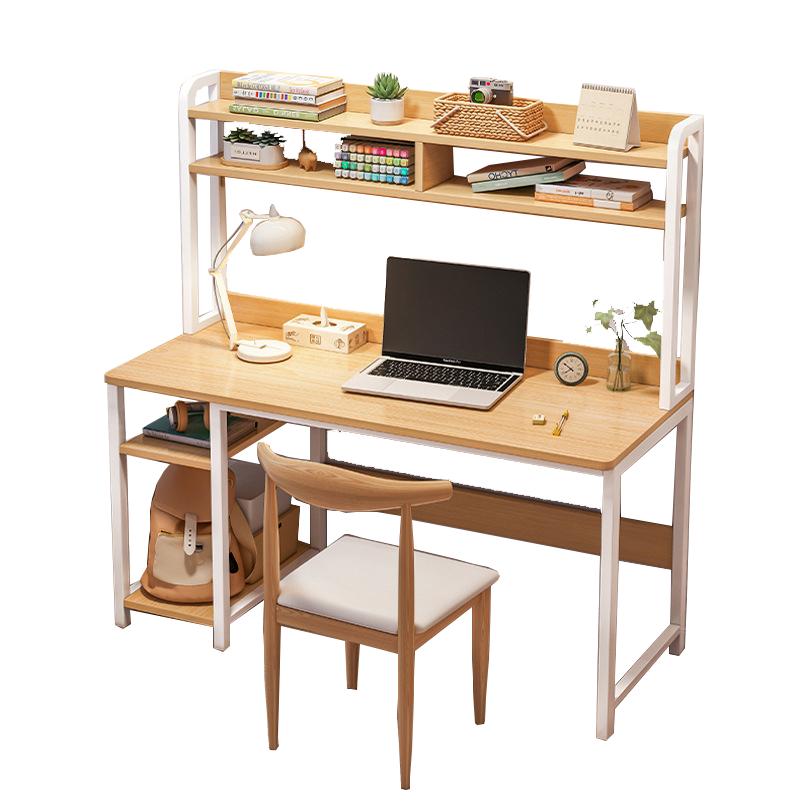 Bàn học, Bàn làm việc kèm 2 tầng thiết kế phong cách hiện đại, mặt gỗ MDF dễ lau chùi, khung sắt sơn tĩnh điện chắc chắn