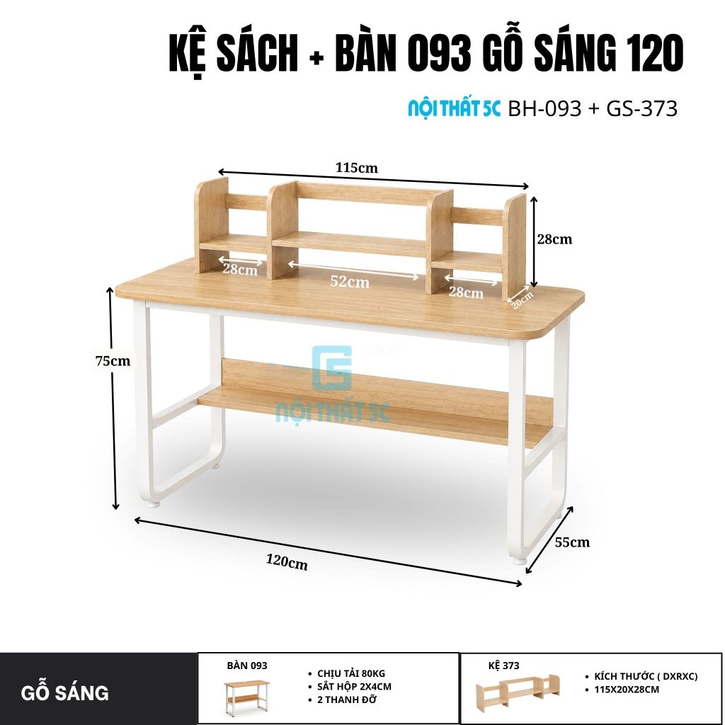Bàn Học 1m2 Có Kệ Sách, Bàn Làm Việc Gỗ MDF Cao Cấp Khung Sắt Sơn Tĩnh Điện
