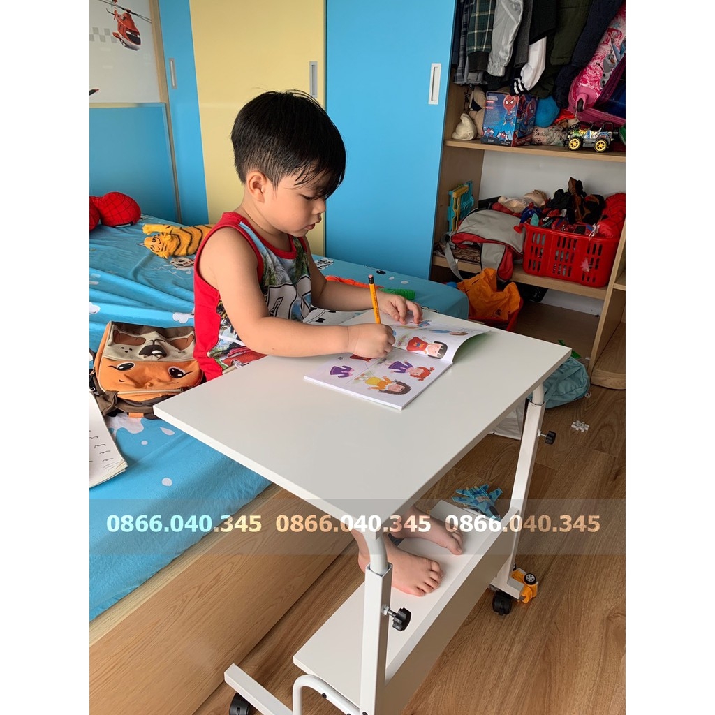 Bàn làm việc thông minh có giá sách, bàn nâng hạ chiều cao di động X-Table