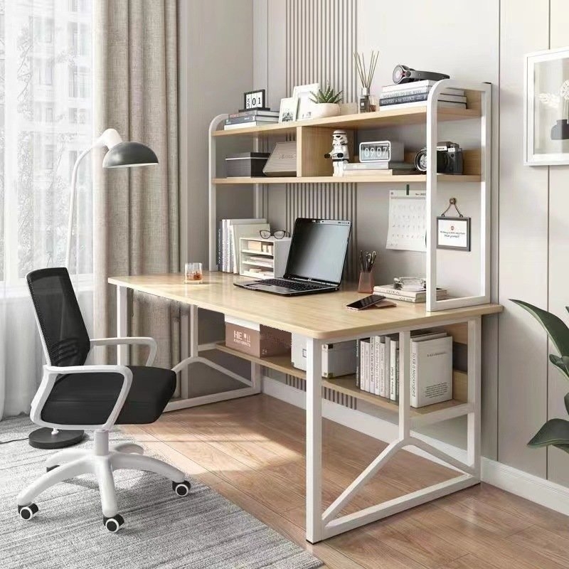 Bàn Học, Bàn Làm Việc Nội Thất 5C Kèm Giá Sách, Chân Sắt Sơn Tĩnh Điện 20x40mm, 25x25mm, Mặt Gỗ MDF Dày 15mm Hiện Đại BH-097