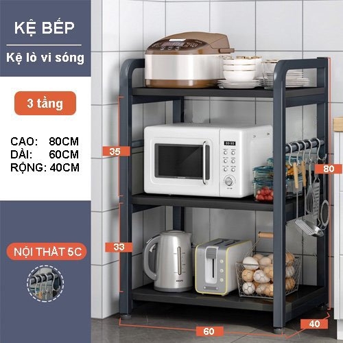 Kệ để đồ nhà bếp, kệ lò vi sóng nhiều tầng (3-4-5 tầng) tiện lợi, khung sắt sơn tĩnh điện chắc chắn