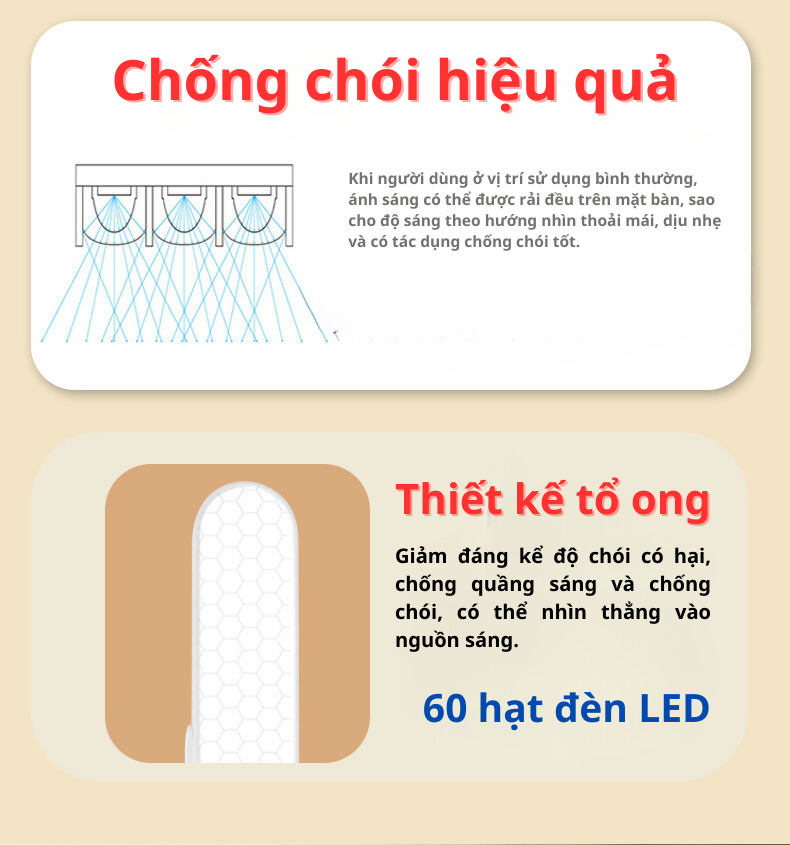 Đèn học LED 3 ánh sáng bảo vệ mắt chống cận cảm ứng Rhino GD-1406