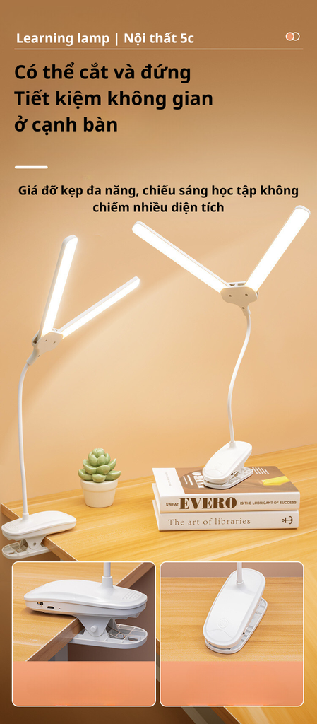 Đèn LED Kẹp bàn KALBE thiết kế di chuyển linh hoạt GD-1041