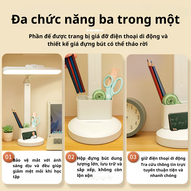 Đèn học LED 3 ánh sáng bảo vệ mắt chống cận cảm ứng Rhino GD-1406