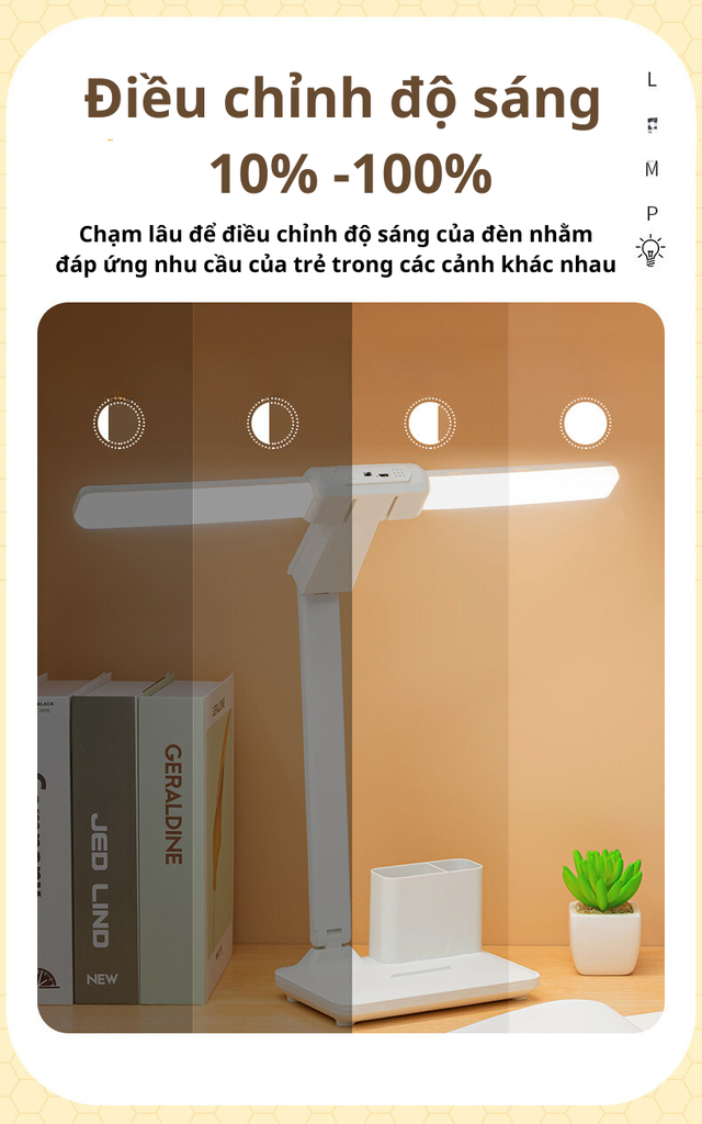 Đèn bàn LED 2 đầu đèn kẹp 3 màu GD-1404