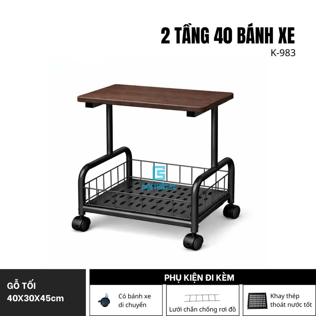 Kệ đa năng, kệ lò vi sóng khung thép, mặt gỗ K-983