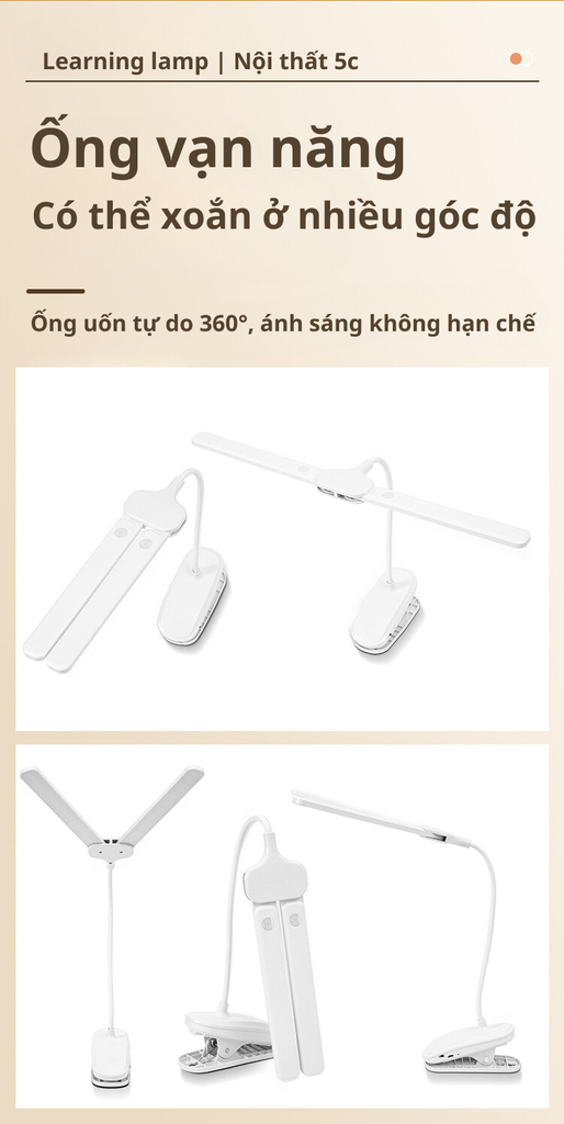 Đèn LED Kẹp bàn KALBE thiết kế di chuyển linh hoạt GD-1041