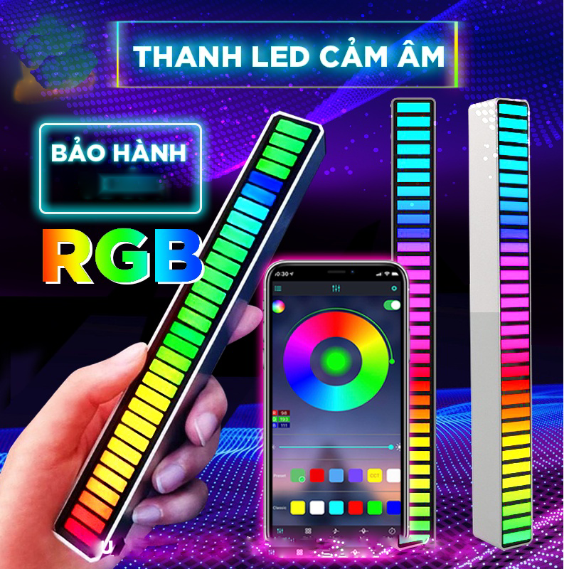 Thanh đèn LED RGB nháy theo nhạc cảm biến âm thanh