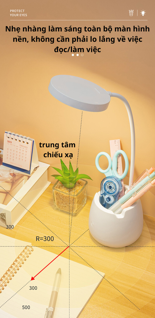 Đèn LED 4000MAh để bàn học kèm khe giữ điện thoại GD-1402