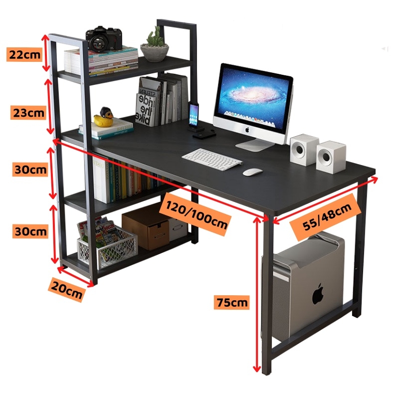 Bàn làm việc, bàn có kệ sách cao thiết kế hiện đại H-table