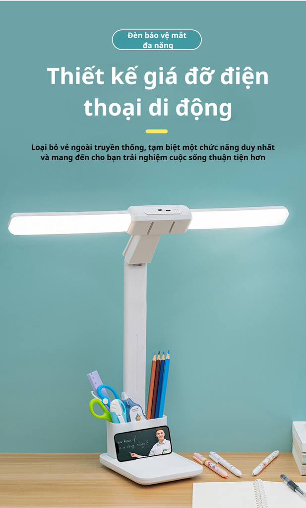 Đèn học LED kèm hộc bút GD-1405