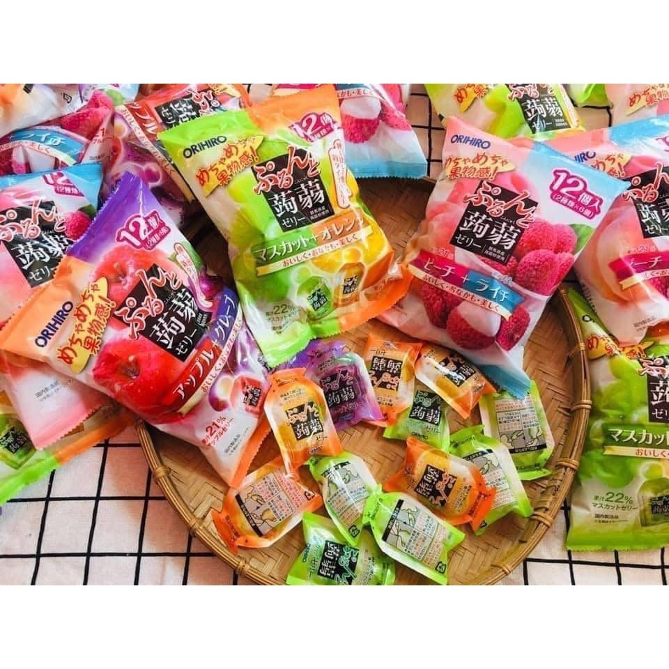 Thạch Orihiro mix 2 vị hoa quả 12 chiếc x 18g