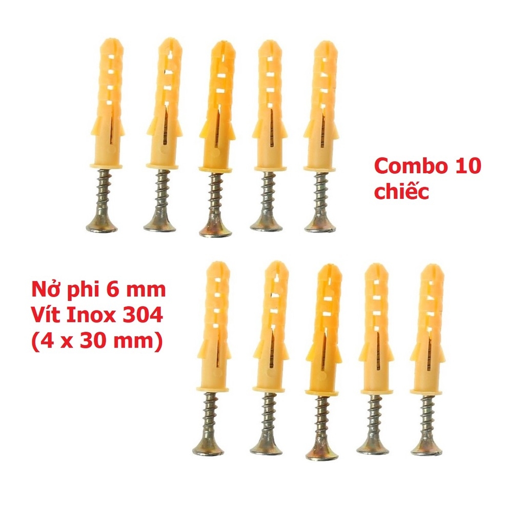Set 10 Vít Inox 304 Kèm Nở Nhựa màu Vàng 6 - 8mm - Hàng Tốt, Vít Inox ...