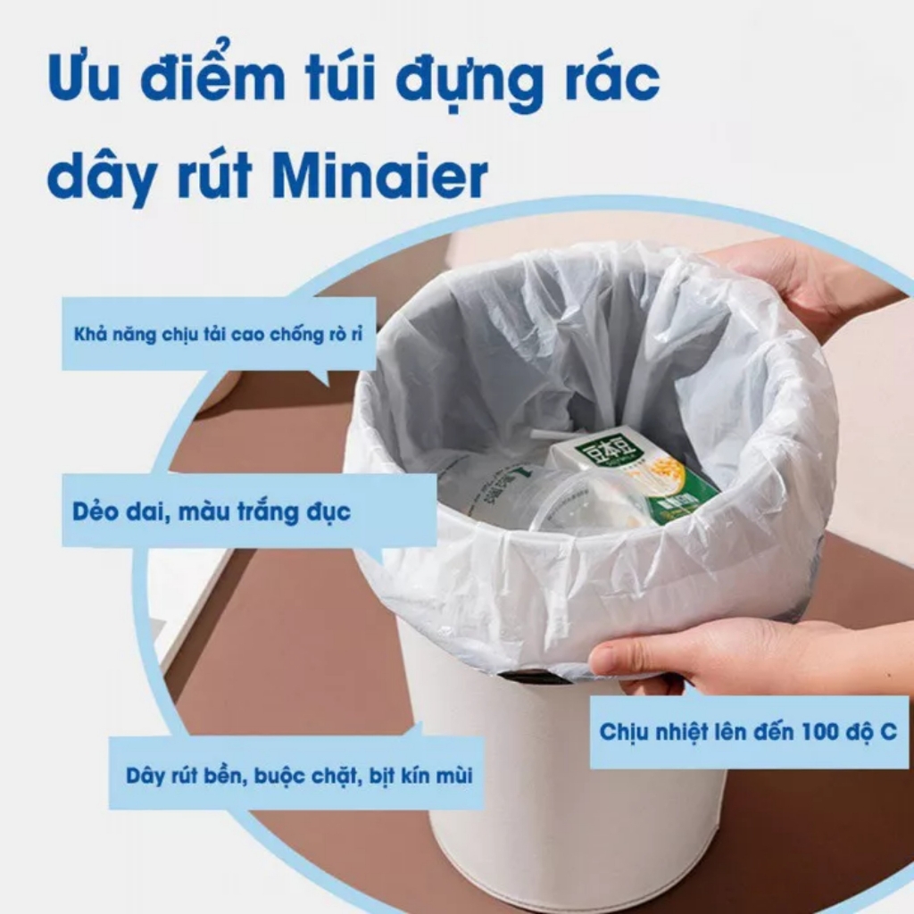 Túi Đựng Rác, Cuộn 100 Túi Có Quai Rút, Tự Huỷ Sinh Học, Kích Thước 45 ...
