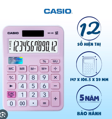 Máy tính Casio MX-12B-BK hồng-BT/T