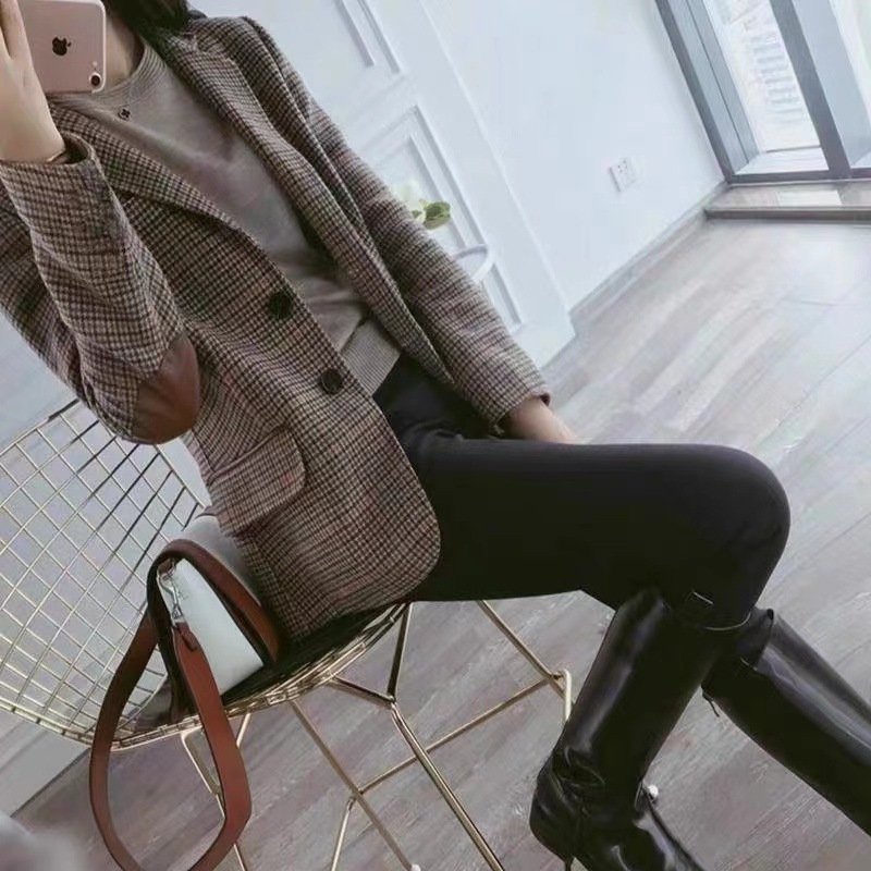 Áo vest blazer khaki dạ Xiny D315230