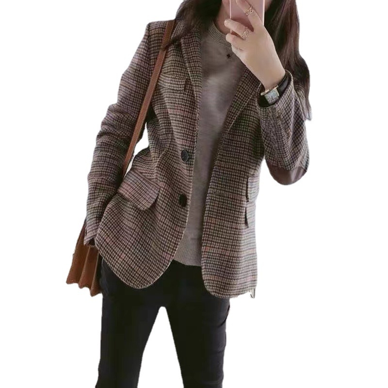 Áo vest blazer khaki dạ Xiny D315230