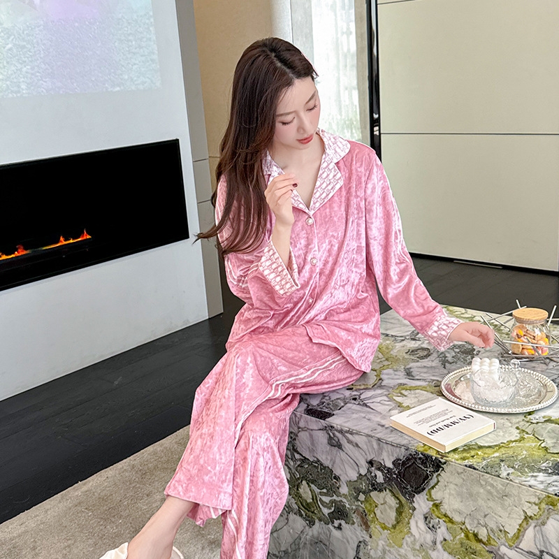 Đồ ngủ Pijama nhung kim cương ​​​​​​sang chảnh mùa thu đông DN415240