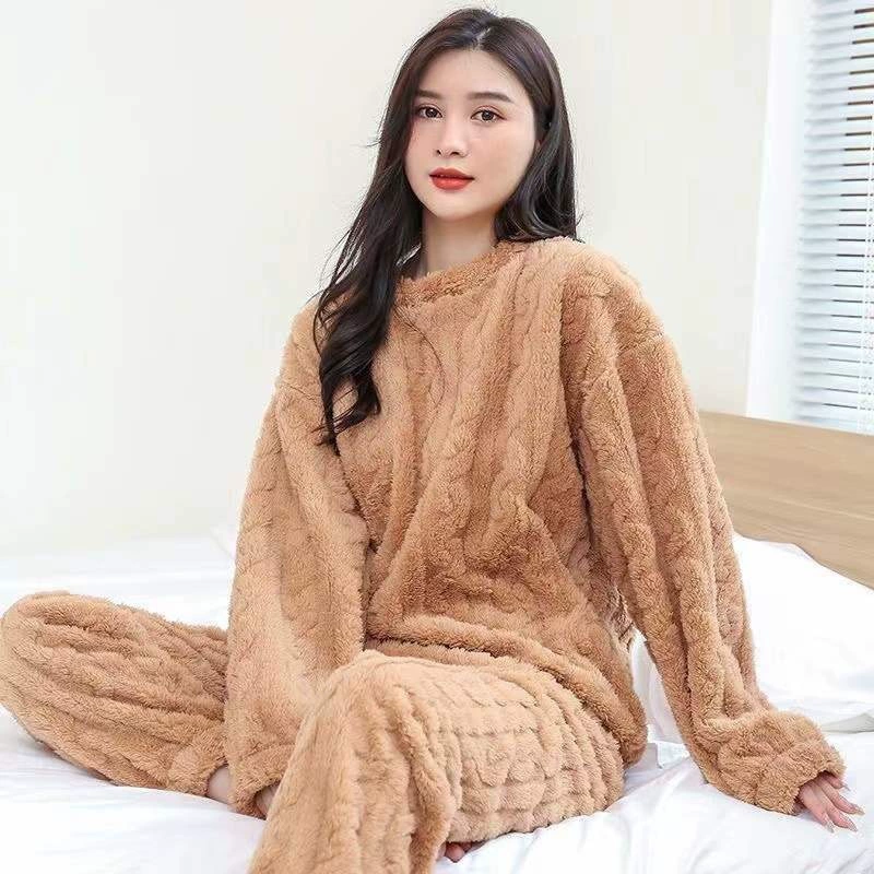 Bộ đồ ngủ nỉ flannel giữ ấm mùa đông - Freesize