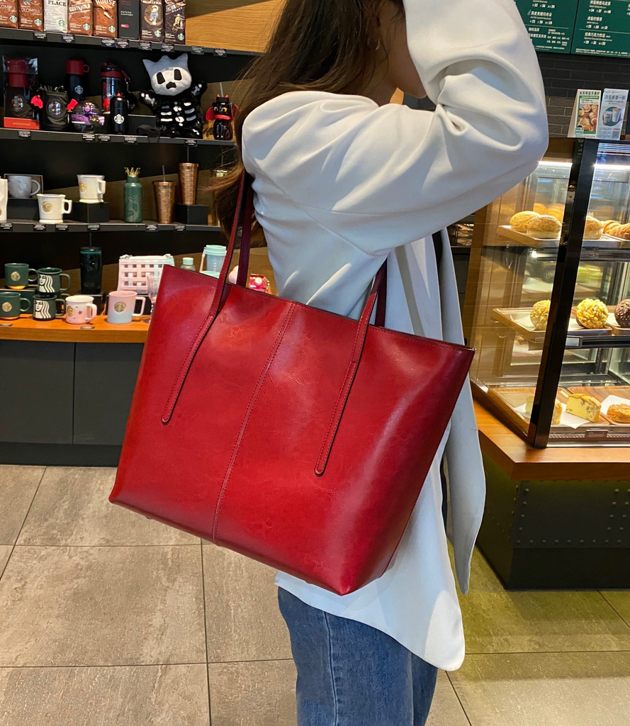 Túi Tote Nữ Da Bò Thật Phong Cách Âu Mỹ Cổ Điển - Dung Tích Lớn, Dễ Phối Đồ Đi Làm