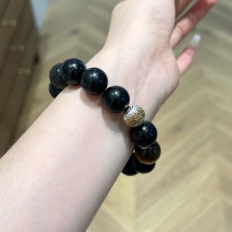 Vòng tay nữ đá tự nhiên obsidian Bạc S925 Cao Cấp TS120240
