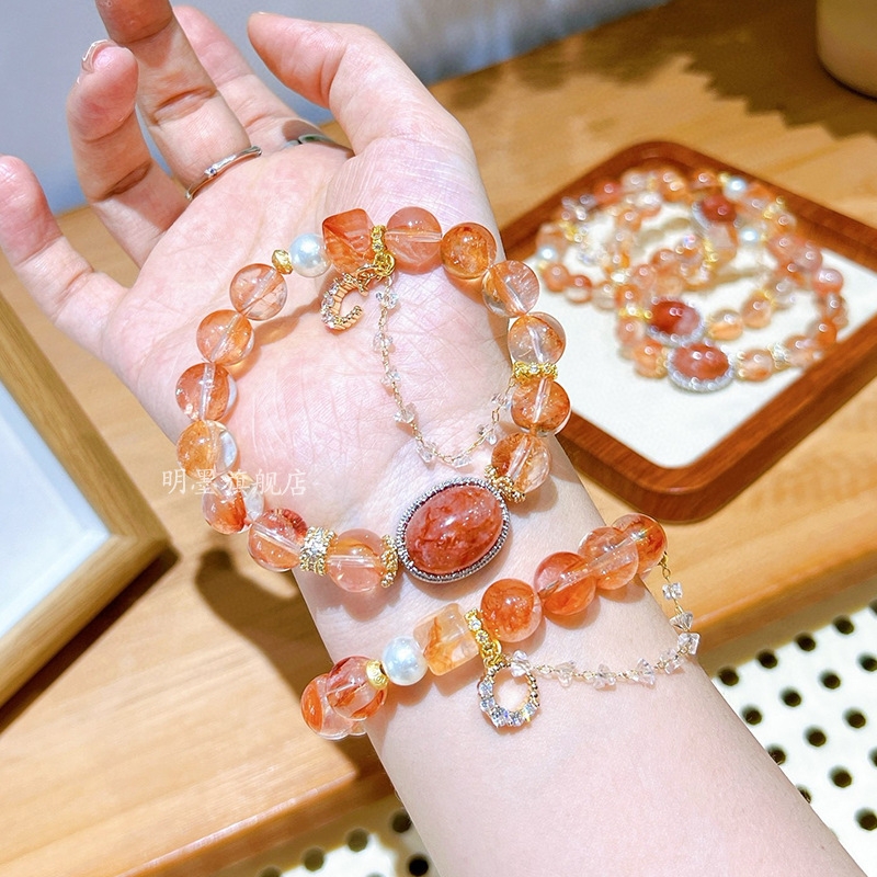 Vòng tay phong thủy đá mặt trời Sunstone tự nhiên cao cấp TS101240
