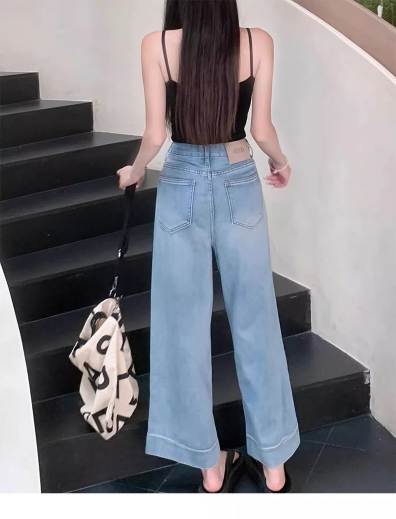 Quần jean cạp cao ống suông dáng dài QJ210240
