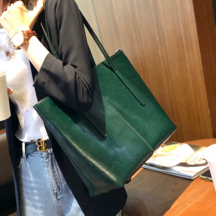 Túi Tote Nữ Da Bò Thật Phong Cách Âu Mỹ Cổ Điển - Dung Tích Lớn, Dễ Phối Đồ Đi Làm