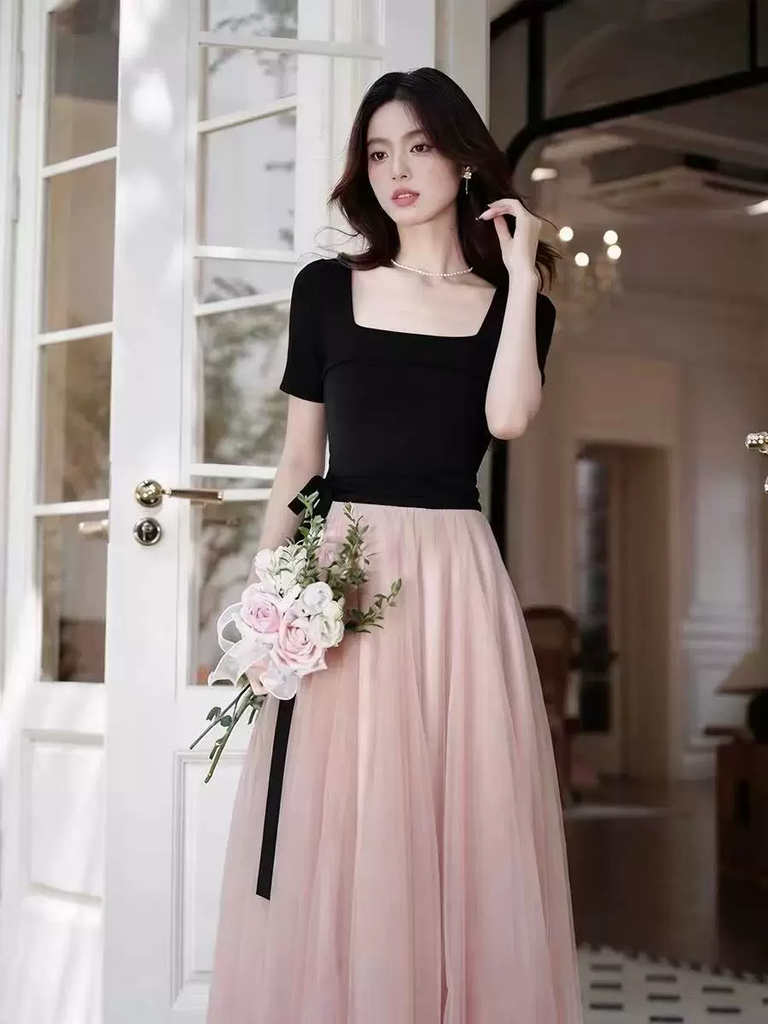 Đầm phối lưới phong cách ballet Pháp B116