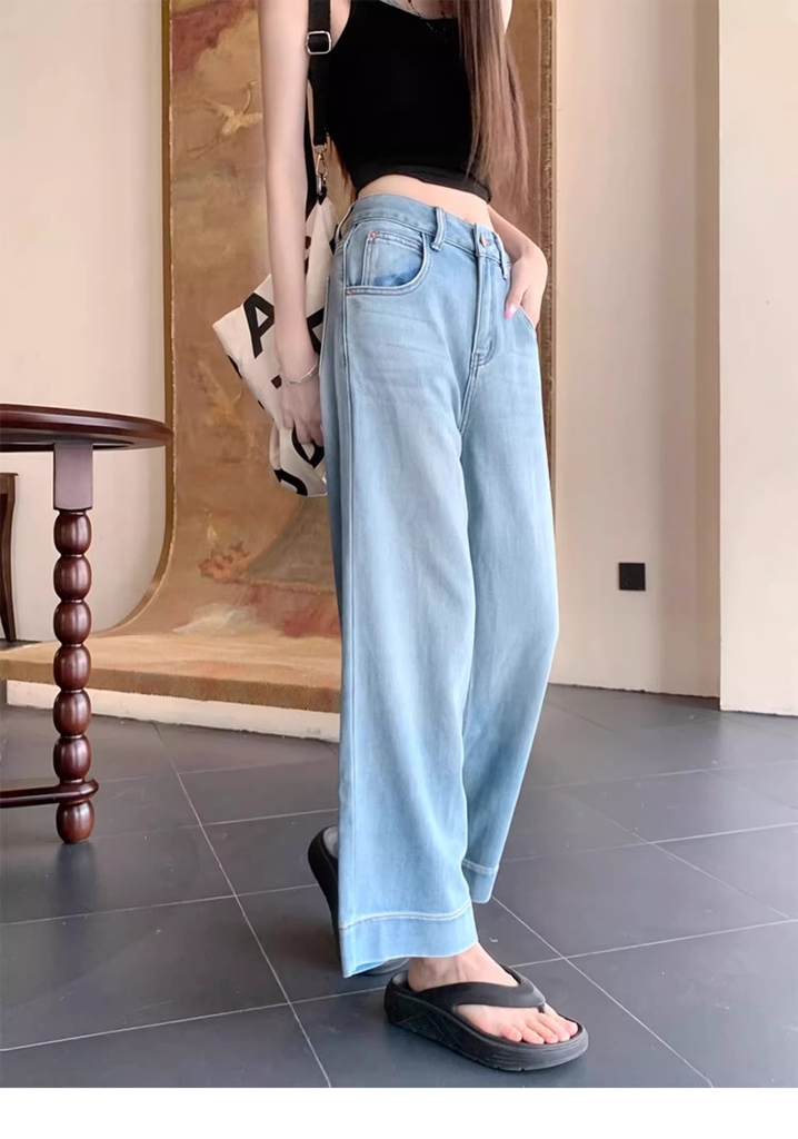 Quần jean cạp cao ống suông dáng dài QJ210240