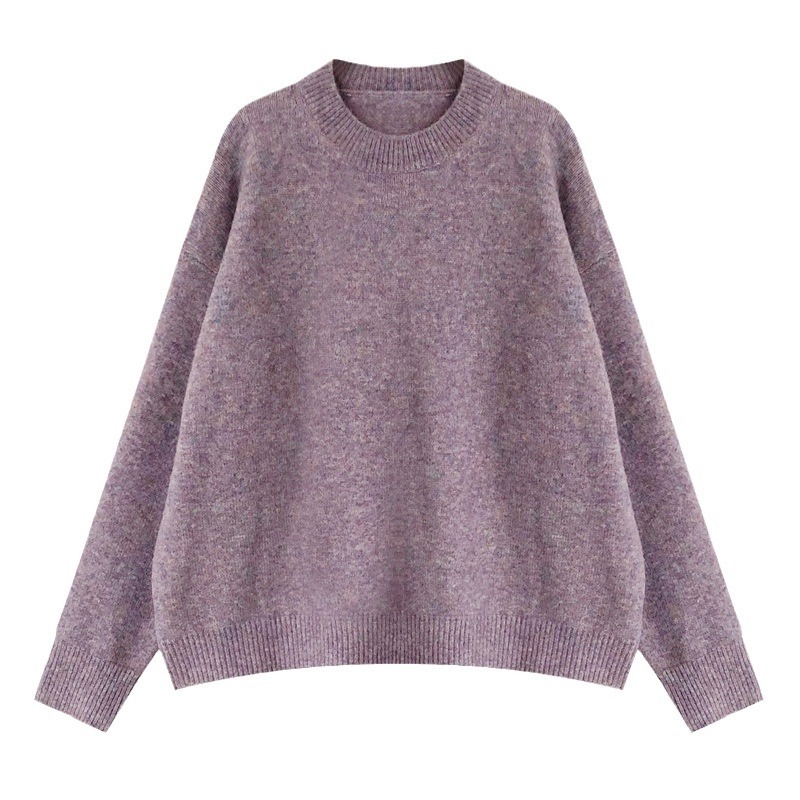 Áo Sweater len dệt kim màu trơn basic cổ tròn kiểu pháp xu hướng thu đông D386240