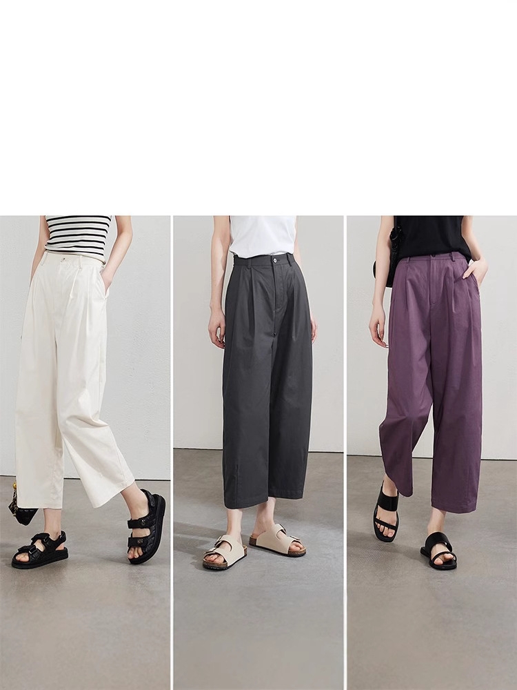Quần Ống Rộng Lưng Cao Dáng Bóng Bay - Vải Cotton Mỏng Nhẹ Tôn Dáng
