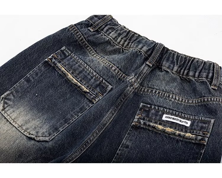 Quần jeans ống rộng cap cao chun dáng suông phong cách cổ điển QJ024250