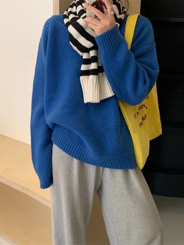 Áo len sweater tay dài màu trơn dể phối đồ xu hướng thu đông D420240