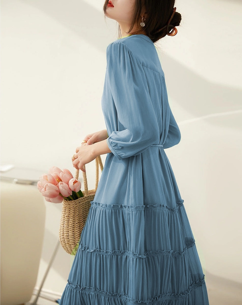 Đầm voan lụa dáng suông tay lỡ Xiny D189230