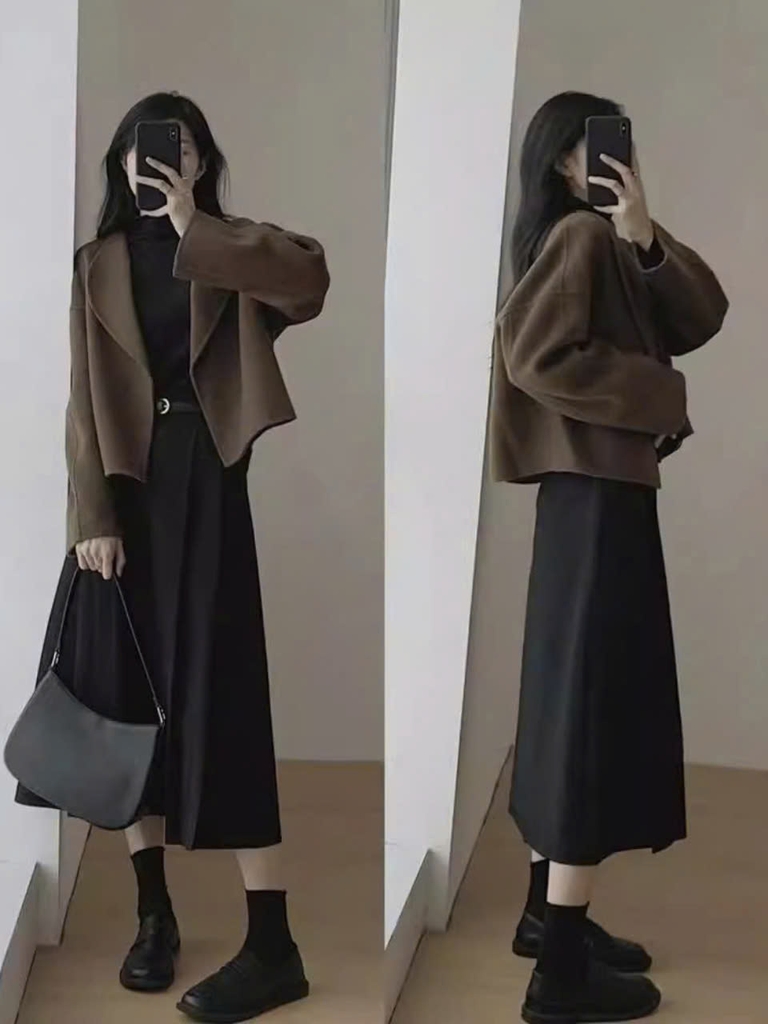 Áo khoác dạ ép cổ vest phong cách Hepburn xu hướng thu đông mới nhất D491240