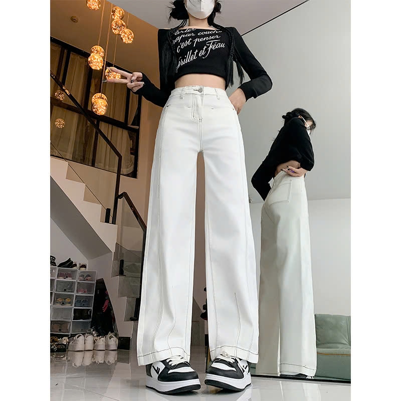 Quần jean cạp cao ống rộng dáng dài QJ222240