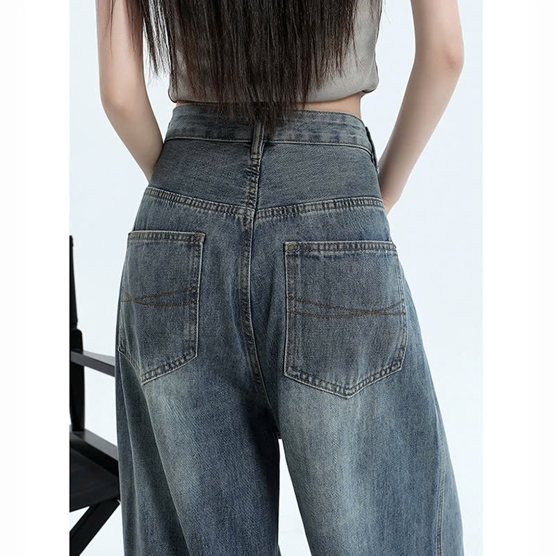Quần jeans ống rộng lưng cao, phong cách retro Mỹ mùa hè mới, thoải mái Quảng Châu QJ070250
