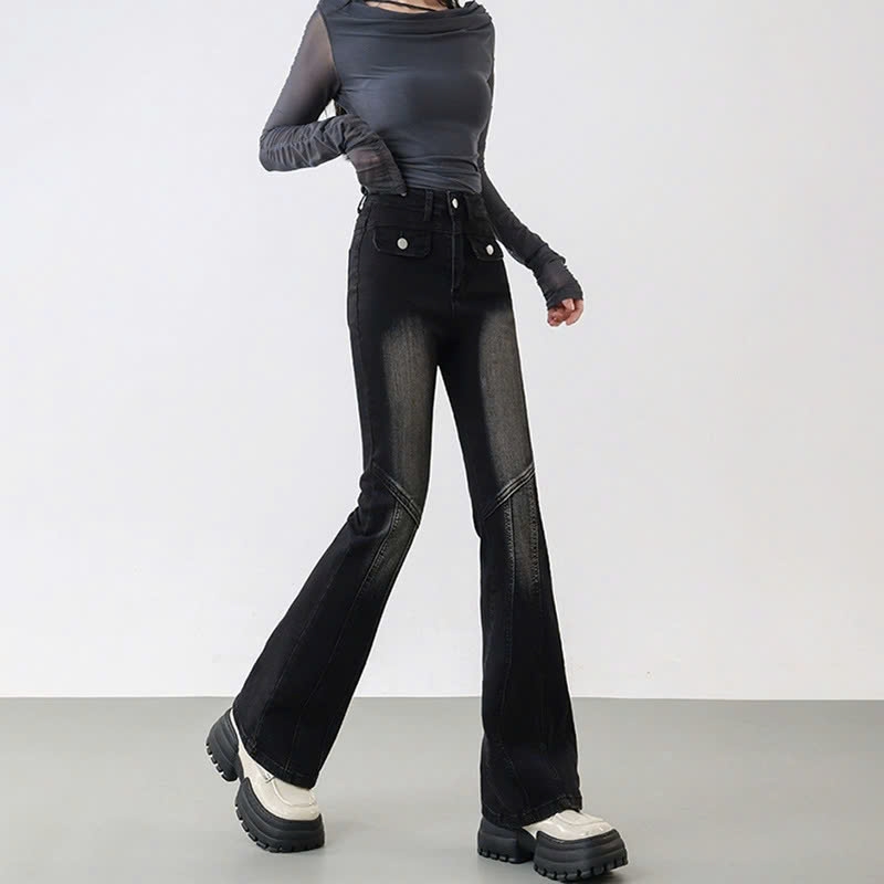 Quần jeans ống loe dạo phố nữ xuân thu mới, thiết kế cạp cao ôm dáng, Quảng Châu QJ075240
