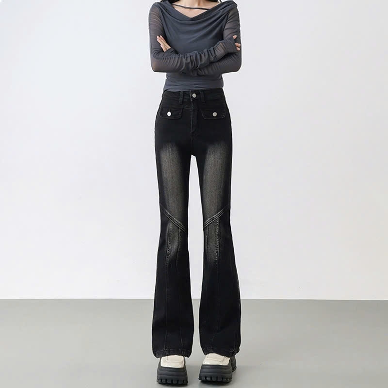 Quần jeans ống loe dạo phố nữ xuân thu mới, thiết kế cạp cao ôm dáng, Quảng Châu QJ075240