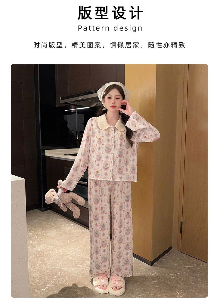 Đồ ngủ lụa họa tiết thỏ dễ thương, mềm mại, dễ chịu, mang đến sự ngọt ngào DN134250