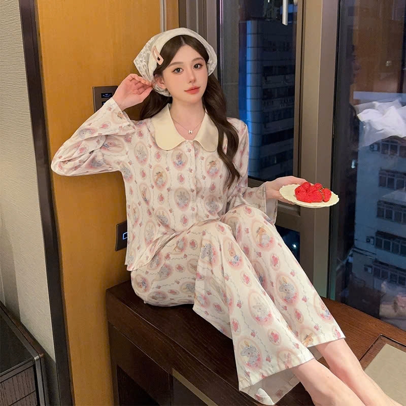 Đồ ngủ lụa họa tiết thỏ dễ thương, mềm mại, dễ chịu, mang đến sự ngọt ngào DN134250
