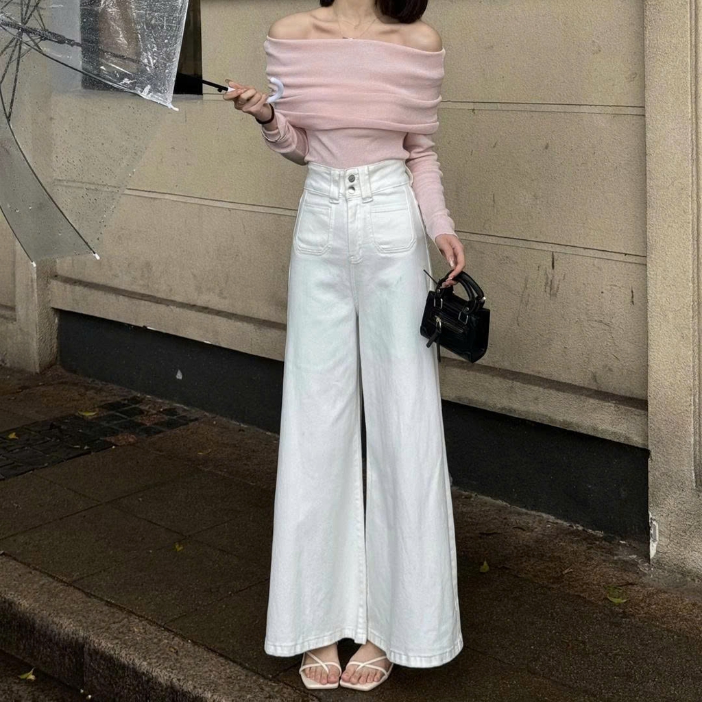 Quần Jeans Xuân 2025 – Cạp Cao, Ống Rộng Phong Cách Hàn Quốc QJ110250