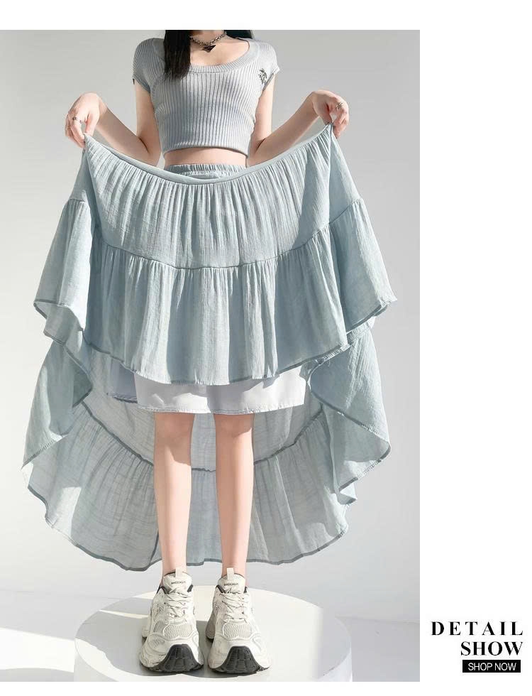Váy dài chữ A La Chapelle nữ hè 2025 | Vải lụa lạnh cotton lanh nhẹ – che eo, che hông D175250