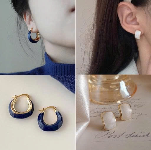 Hoa tai retro xanh Klein phong cách Pháp | Khí chất cao cấp, thiết kế niche – Xu hướng thu đông 2023 TS117250