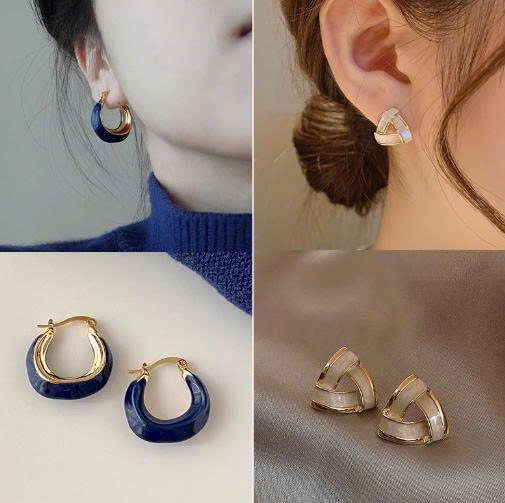 Hoa tai retro xanh Klein phong cách Pháp | Khí chất cao cấp, thiết kế niche – Xu hướng thu đông 2023 TS117250