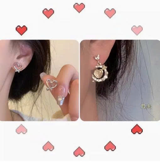 Khuyên tai kẹp bạc nữ không cần xỏ lỗ | Đeo ngủ được – Thiết kế ngách “tình yêu” | Mùa thu 2025 TS114250