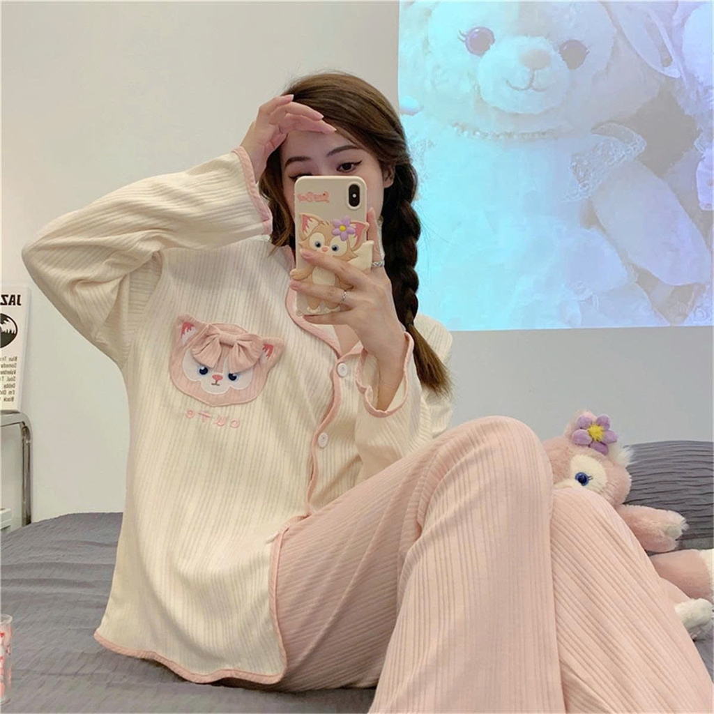 Set đồ ngủ cardigan tay dài xuân thu 2025 – hot trend Douyin, dễ thương & nóng bỏng nhẹ DN171250