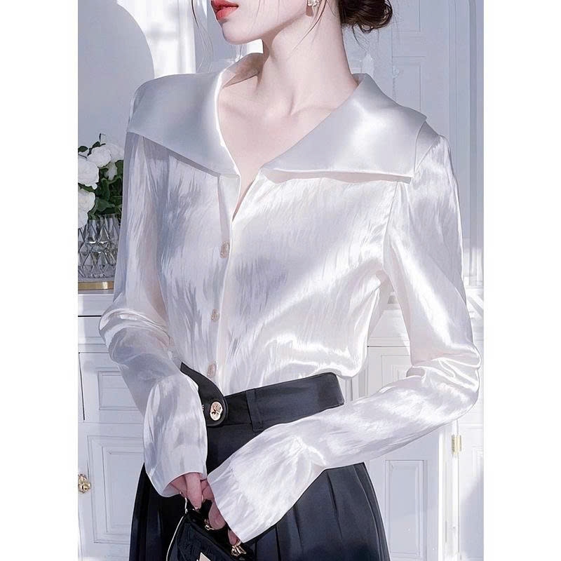 Áo sơ mi satin dài tay cao cấp kiểu phương Tây cho nữ – Xuân 2025 ✨ D2422500