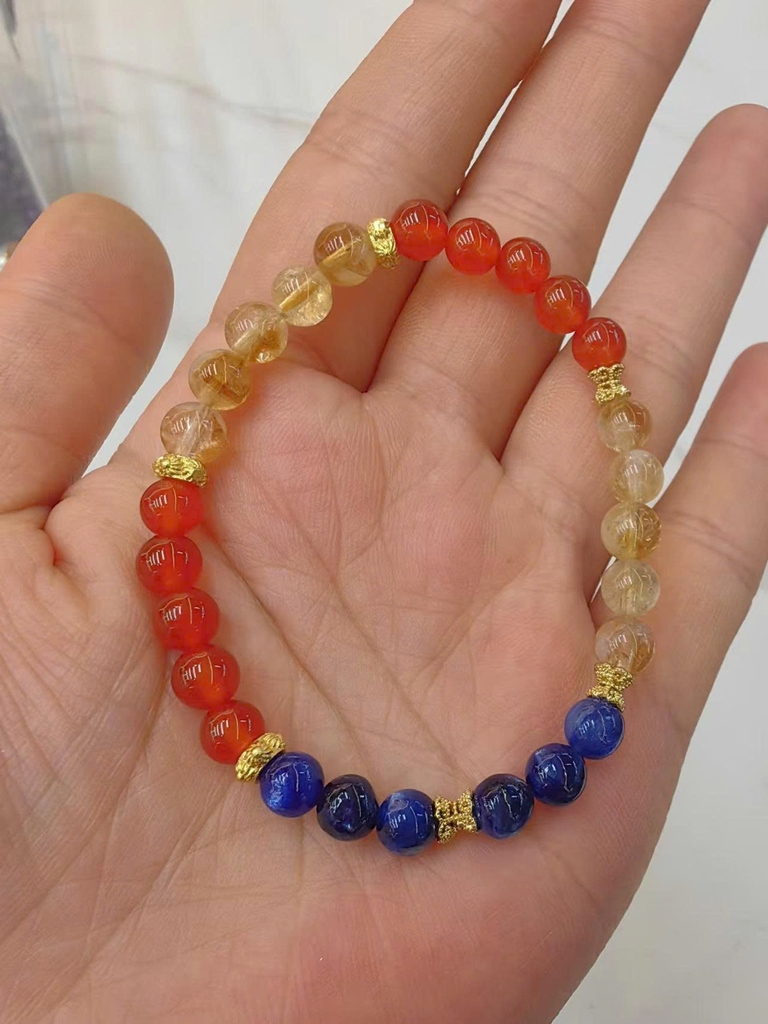 Trang sức vòng tay đôi Cook phong cách Trung Hoa – Ngọc bích xanh & đá mã não cao cấp TS135250